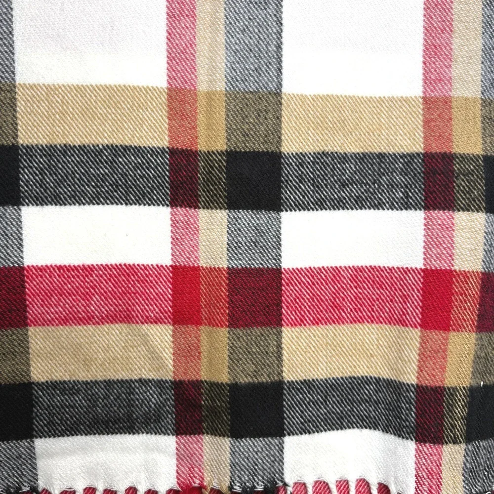 Vintage Scotland 100% Cashmere Plaid Scarf‎ Tartan Fringe Unisex Winter Classic